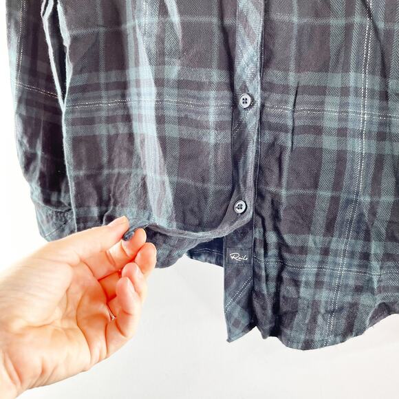 Rails Hunter Button Down Plaid Flannel Long Sleeve Forest Tinsel Slate Green XS - Picture 9 of 9